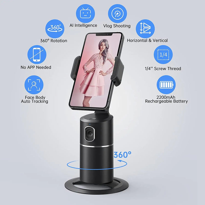 AI Smart Selfie 360° Tracker | Auto Face Tracking, Hands-Free Photography