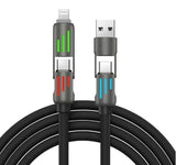 240W 4-in-1 Fast Charging Cable | USB-A, USB-C, Lightning & LED Light