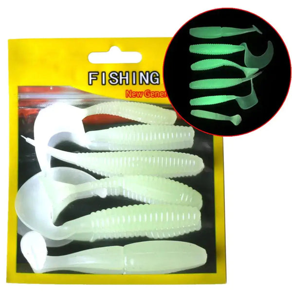 Luminous Soft Lure Grubs | Paddle Tail Design, Durable Silicone & Versatile Fishing Bait