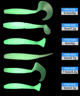 Luminous Soft Lure Grubs | Paddle Tail Design, Durable Silicone & Versatile Fishing Bait