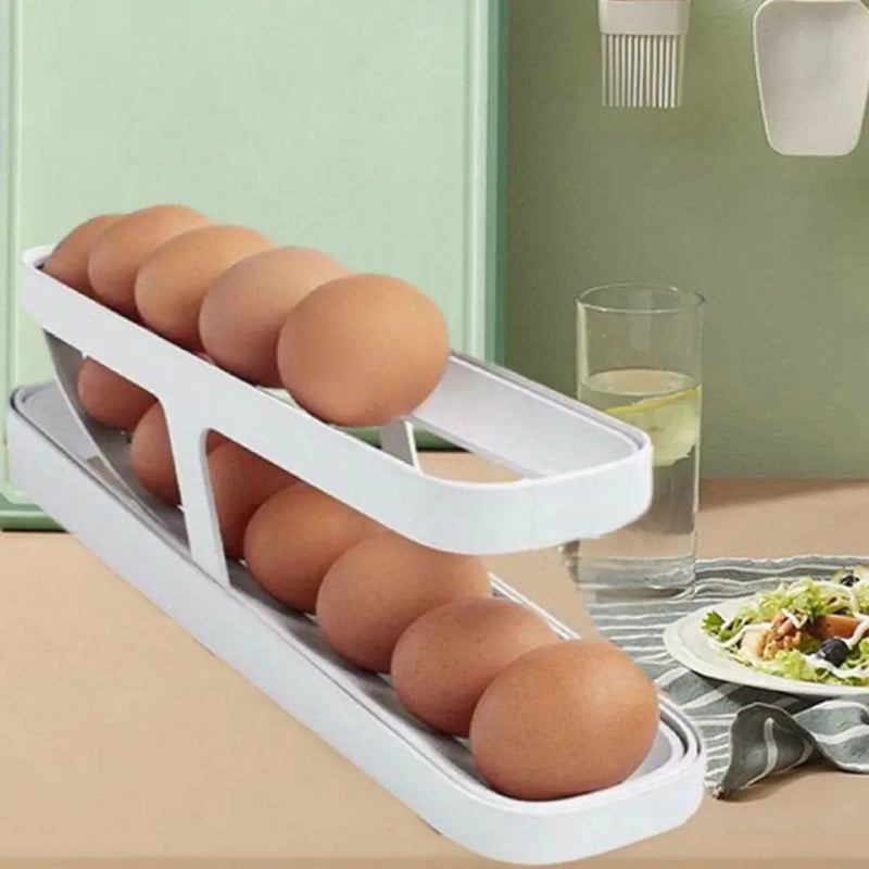 Automatic Scrolling Egg Rack Holder | Space-Saving & Convenient