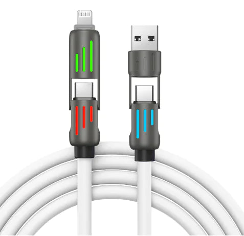 240W 4-in-1 Fast Charging Cable | USB-A, USB-C, Lightning & LED Light