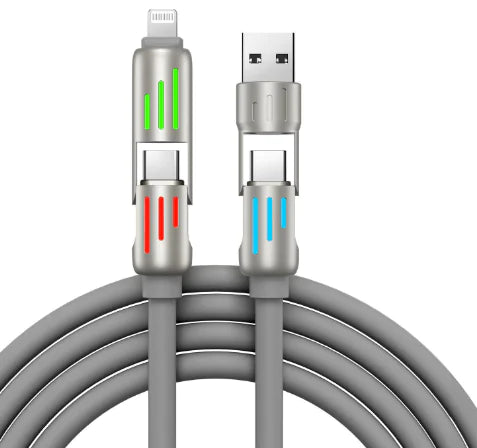 240W 4-in-1 Fast Charging Cable | USB-A, USB-C, Lightning & LED Light